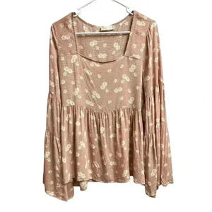Alter'd State Flared Sleeve Floral Blouse Boho Style Women's Size Medium